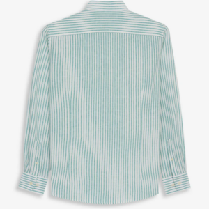 Camisa Harper And Neyer Striped Linen Green Tide