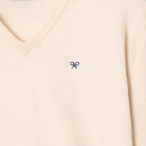 Jersey Silbon Liso Cuello Pico Beige