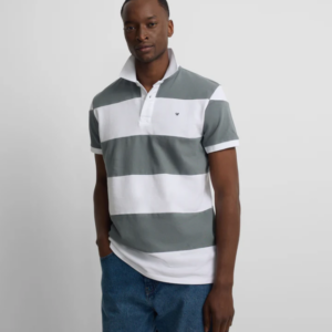 Polo Silbon Manga Corta Rayas Anchas Azul Petroleo