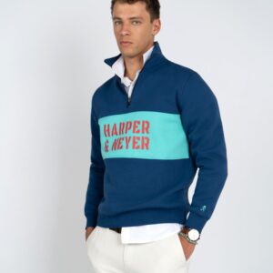 Sudadera Harper And Neyer Half-Zipper Richmon Velvet Blue
